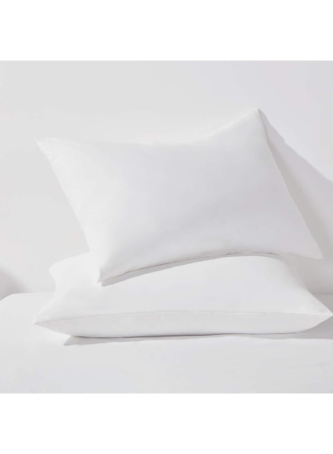 HAPPYMOON Pillowcases with Zipper Queen Size - Zippered Microfiber Pillow Cases for Hair and Skin 2 Pack, Soft Breathable Brushed Pillow Covers Set of 2, 20 X 30 Inches, Navy Blue - Image 1